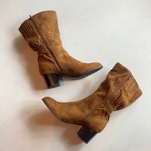 Magnolia Faux suede brown heeled boots women’s size 11W